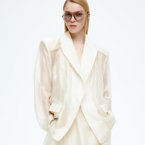 ❗️PRICE FIRM❗️ H&M EDITION OVERSIZED SHEER BLAZER SIZE M - Picture 1 of 16